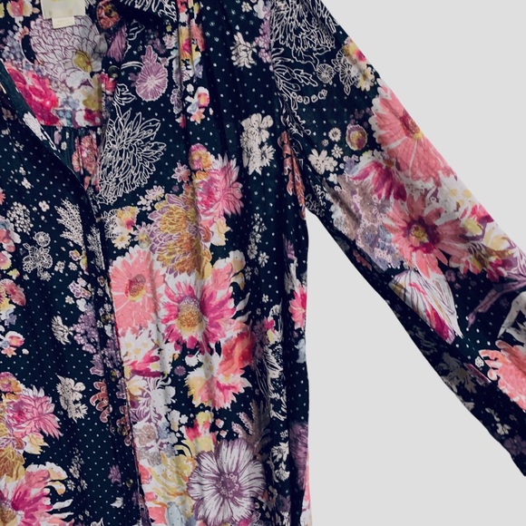 ANTHROPOLOGIE MAEVE AUTUMNAL FLORAL BUTTON-UP LONG SLEEVE TUNIC SHIRT - Picture 9 of 16